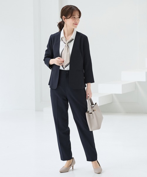 Honeys（ハニーズ）の「【ストレッチ・ウォッシャブル・イージーケア・接触冷感】センタープレスパンツ（股下６０ｃｍ）（スラックス・レディース・ベージュ/杢グレー/ライトグレー系/ネイビー/ブラック・LL/3L/S/M/L）」の12枚目の写真