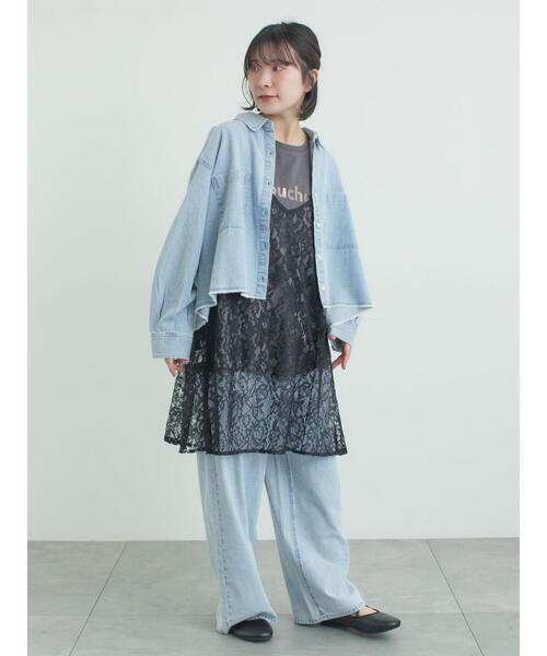 Samansa Mos2（サマンサ モスモス）の「デニムショート丈シャツ（シャツ/ブラウス・レディース・チャコールグレー/ブルー/サックスブルー・F）」の7枚目の写真