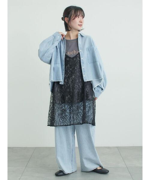 Samansa Mos2（サマンサ モスモス）の「デニムショート丈シャツ（シャツ/ブラウス・レディース・チャコールグレー/ブルー/サックスブルー・F）」の8枚目の写真