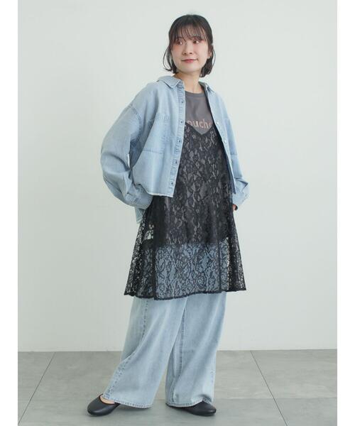 Samansa Mos2（サマンサ モスモス）の「デニムショート丈シャツ（シャツ/ブラウス・レディース・チャコールグレー/ブルー/サックスブルー・F）」の9枚目の写真