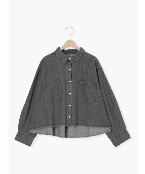 Samansa Mos2（サマンサ モスモス）の「デニムショート丈シャツ（シャツ/ブラウス・レディース・チャコールグレー/ブルー/サックスブルー・F）」の18枚目の写真