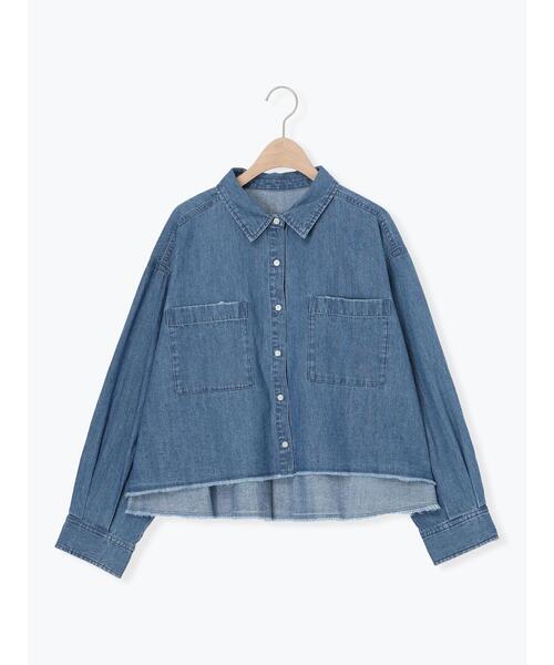 Samansa Mos2（サマンサ モスモス）の「デニムショート丈シャツ（シャツ/ブラウス・レディース・チャコールグレー/ブルー/サックスブルー・F）」の19枚目の写真