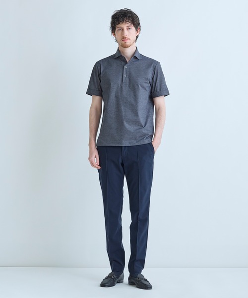 MEN'S BIGI（メンズビギ）の「ドットメッシュジャージカッタウェイポロシャツ＜通気性、接触冷感＞（ポロシャツ・メンズ・チャコールグレー/グレー/ネイビー・02/01/04/03）」の9枚目の写真