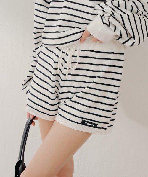 Chico(チコ)の「【セットアップ対応】コンパクトボーダーショートパンツ(その他パンツ・レディース・グレー/アイボリー/ブラック・FREE)」の6枚目の写真