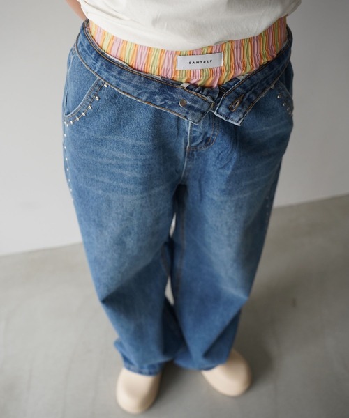 SANSeLF(サンセルフ)の「【SANSeLF】カラーストライプショートパンツ saw26s036(その他パンツ・レディース・パープル/オレンジ・FREE)」の5枚目の写真
