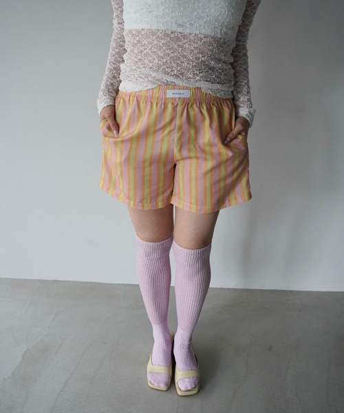 SANSeLF(サンセルフ)の「【SANSeLF】カラーストライプショートパンツ saw26s036(その他パンツ・レディース・パープル/オレンジ・FREE)」の3枚目の写真