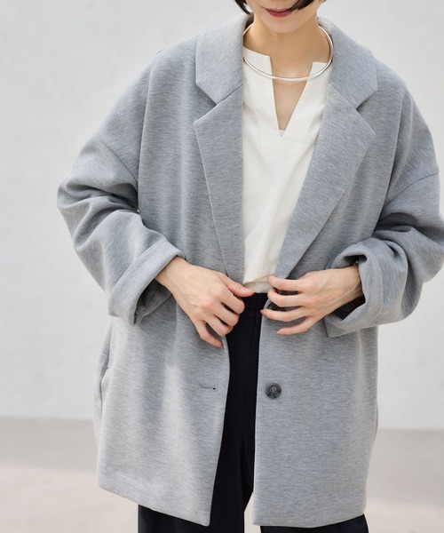 BARNYARDSTORM（バンヤードストーム）の「BARNYARDSTORM / ライトダンボールテーラージャケット【WEB限定】（テーラードジャケット・レディース・ブラック/グレー/ライトグレー・FREE）」の4枚目の写真