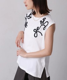 コード刺しゅうフレンチＴシャツ