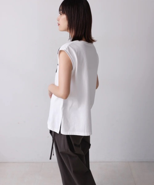 Bou Jeloud(ブージュルード)の「コード刺しゅうフレンチTシャツ(Tシャツ/カットソー・レディース・ホワイト/ブラック・MEDIUM)」の5枚目の写真