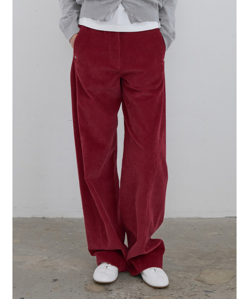Kijun(キジュン)の「Curved Seam Corduroy Pants Red(その他パンツ・レディース・その他・MEDIUM)」の1枚目の写真
