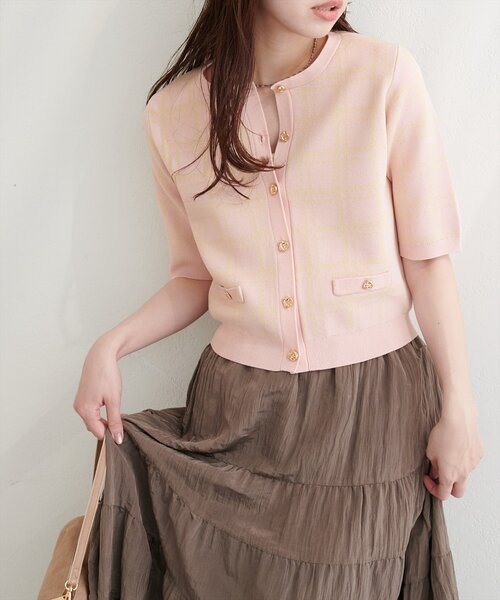 natural couture(ナチュラルクチュール)の「麻タッチチェック柄ニット(ニット/セーター・レディース・ネイビー/オフホワイト/サックスブルー/ピンク・FREE)」の20枚目の写真