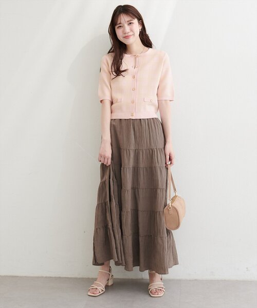 natural couture(ナチュラルクチュール)の「麻タッチチェック柄ニット(ニット/セーター・レディース・ネイビー/オフホワイト/サックスブルー/ピンク・FREE)」の22枚目の写真