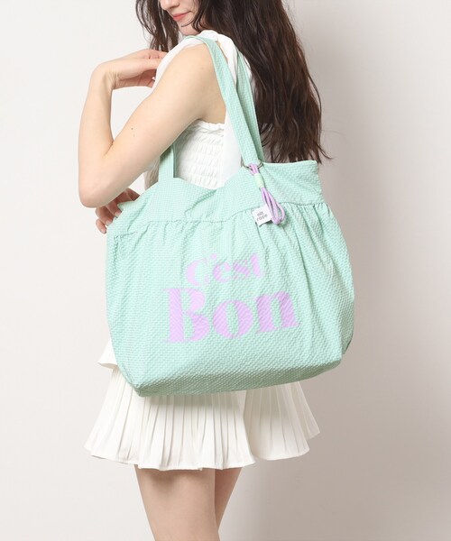 Ober Tashe（オーバータッシェ）の「【新生活・新学期】チャーム付きビッグトート（トートバッグ・レディース・アイボリー/イエロー/グリーン/グレー・FREE）」の3枚目の写真