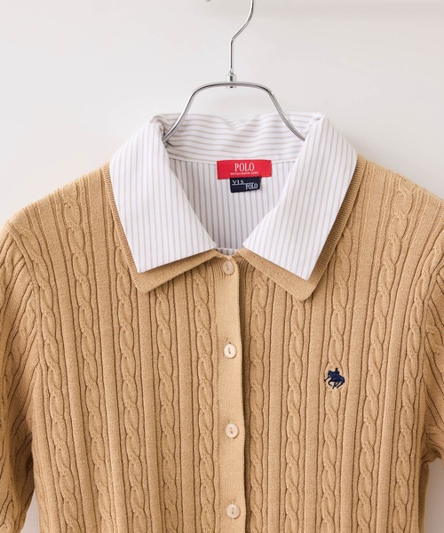 POLO BCS(ポロ ビーシーエス)の「【POLO BCS】ケーブルドッキング衿付きカーディガン(カーディガン/ボレロ・レディース・グレー/ベージュ/ネイビー・FREE)」の13枚目の写真