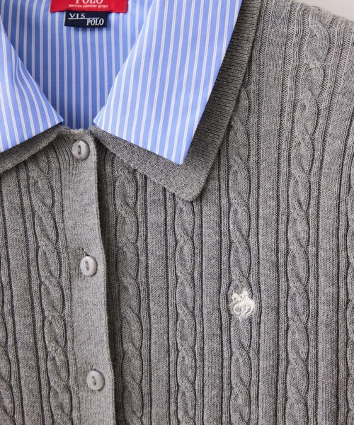 POLO BCS(ポロ ビーシーエス)の「【POLO BCS】ケーブルドッキング衿付きカーディガン(カーディガン/ボレロ・レディース・グレー/ベージュ/ネイビー・FREE)」の4枚目の写真