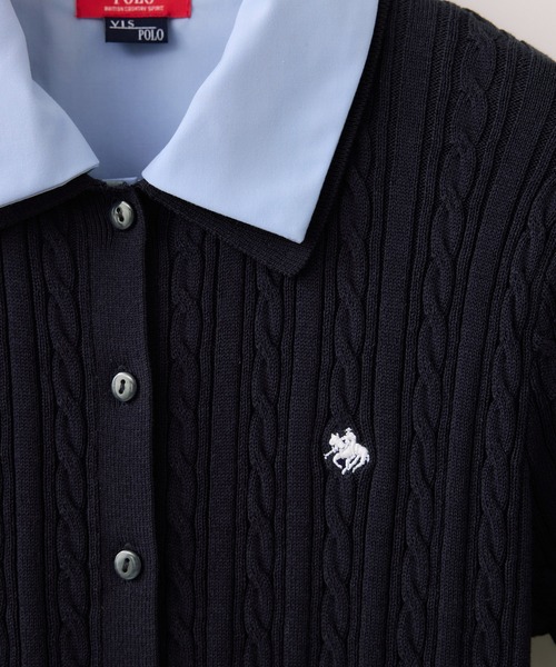 POLO BCS(ポロ ビーシーエス)の「【POLO BCS】ケーブルドッキング衿付きカーディガン(カーディガン/ボレロ・レディース・グレー/ベージュ/ネイビー・FREE)」の5枚目の写真