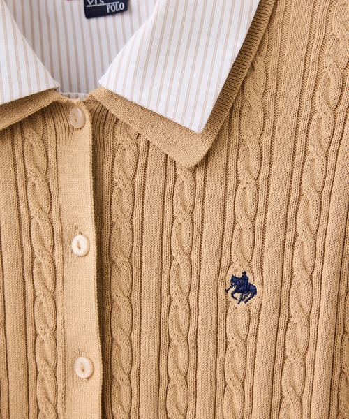 POLO BCS(ポロ ビーシーエス)の「【POLO BCS】ケーブルドッキング衿付きカーディガン(カーディガン/ボレロ・レディース・グレー/ベージュ/ネイビー・FREE)」の6枚目の写真