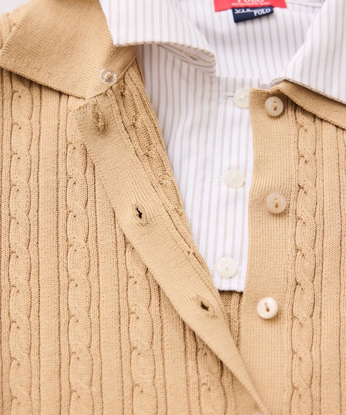 POLO BCS(ポロ ビーシーエス)の「【POLO BCS】ケーブルドッキング衿付きカーディガン(カーディガン/ボレロ・レディース・グレー/ベージュ/ネイビー・FREE)」の7枚目の写真