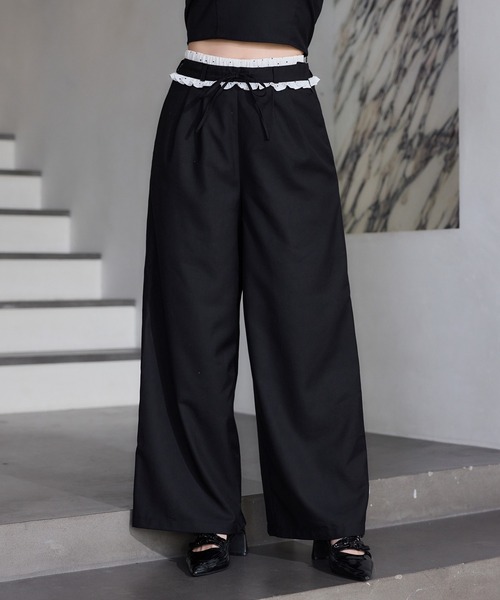 one after another NICE CLAUP（ワンアフターアナザーナイスクラップ）の「【Black Ribbon Collection】スラックスパンツ（スラックス・レディース・ブラック/グレー・SMALL/MEDIUM）」の2枚目の写真
