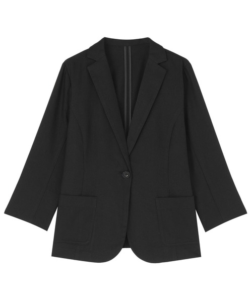 TOKYO SHIRTS（トウキョウシャツ）の「カラミ織 ジャケット 七分袖（テーラードジャケット・レディース・ベージュ/ブラック・M/L/LL）」の5枚目の写真