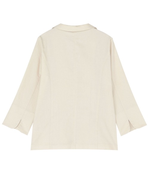 TOKYO SHIRTS（トウキョウシャツ）の「カラミ織 ジャケット 七分袖（テーラードジャケット・レディース・ベージュ/ブラック・M/L/LL）」の9枚目の写真