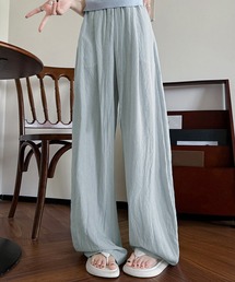 DAY CLOSET | 【大きいサイズ有/紐調節可】リネン風 ワンタック カーブシルエット スウェット イージーパンツ レディース(スウェットパンツ)