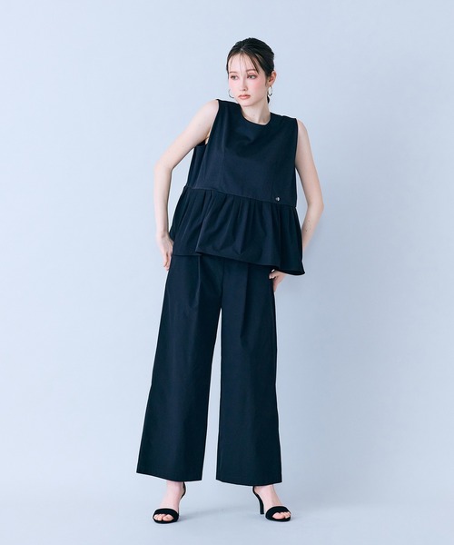 Audie a Muses(オーディアミューズ)の「ウエスト切替ノースリーブカットソー(Tシャツ/カットソー・レディース・ブラック・42/38/36)」の3枚目の写真
