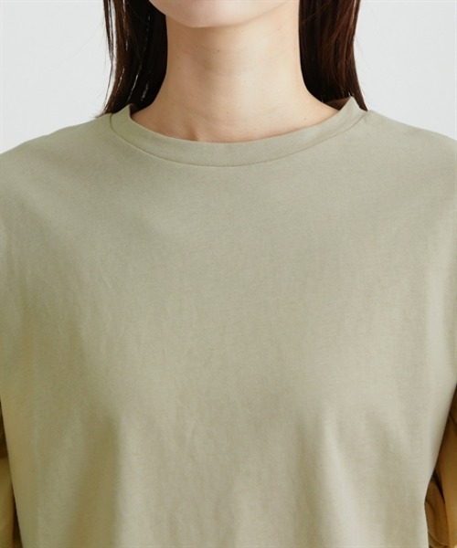 nissen(ニッセン)の「【汗じみにくい綿100%素材】フリル袖ドルマントップス(Tシャツ/カットソー・レディース・グレイッシュベージュ/ブラック/オフホワイト・M/L/LL/3L)」の9枚目の写真
