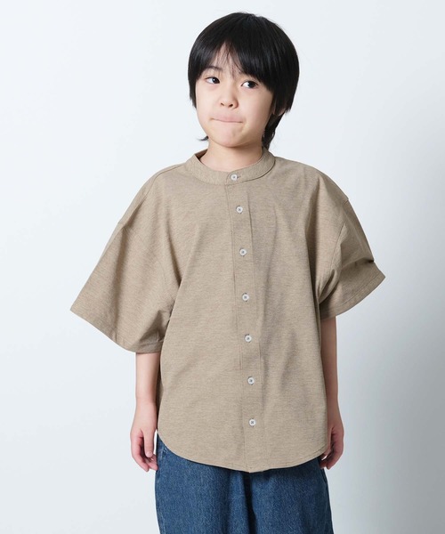 ZI-ON(ジーオン)の「マルチファンクション オーバーサイズ 半袖シャツ(シャツ/ブラウス・キッズ・オフホワイト/ベージュ/チャコール/ブラック/カーキ・110/140/130/120/160/150)」の4枚目の写真