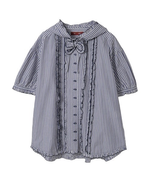 PINK HOUSE（ピンクハウス）の「ストライプフードブラウス（シャツ/ブラウス・レディース・ネイビー/ピンク/レッド/ブラック・フリー）」の3枚目の写真