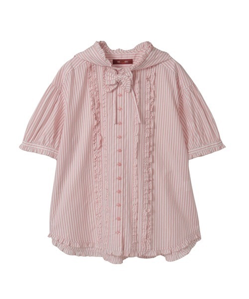 PINK HOUSE（ピンクハウス）の「ストライプフードブラウス（シャツ/ブラウス・レディース・ネイビー/ピンク/レッド/ブラック・フリー）」の4枚目の写真