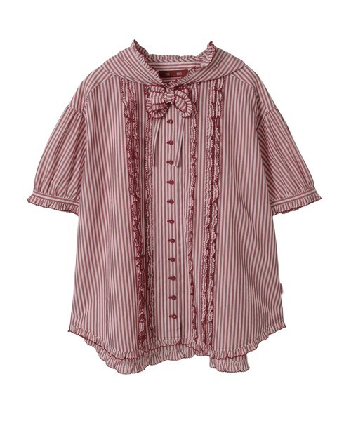 PINK HOUSE（ピンクハウス）の「ストライプフードブラウス（シャツ/ブラウス・レディース・ネイビー/ピンク/レッド/ブラック・フリー）」の5枚目の写真