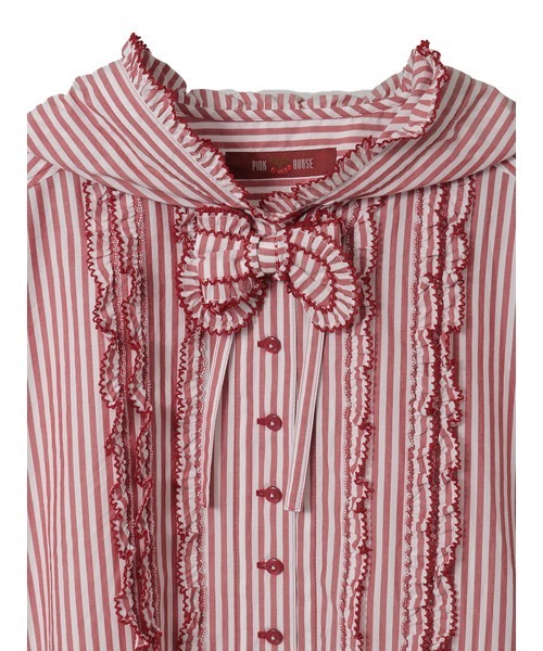 PINK HOUSE（ピンクハウス）の「ストライプフードブラウス（シャツ/ブラウス・レディース・ネイビー/ピンク/レッド/ブラック・フリー）」の7枚目の写真