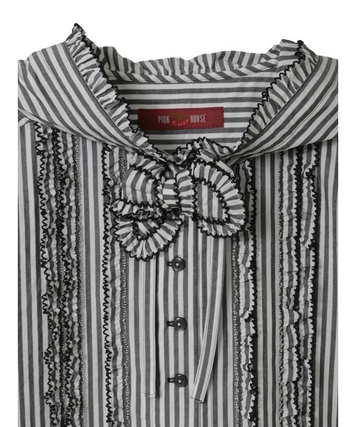 PINK HOUSE（ピンクハウス）の「ストライプフードブラウス（シャツ/ブラウス・レディース・ネイビー/ピンク/レッド/ブラック・フリー）」の11枚目の写真