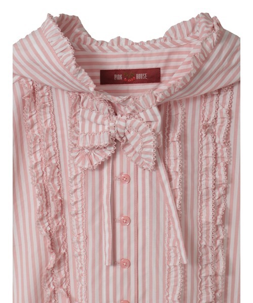 PINK HOUSE（ピンクハウス）の「ストライプフードブラウス（シャツ/ブラウス・レディース・ネイビー/ピンク/レッド/ブラック・フリー）」の12枚目の写真