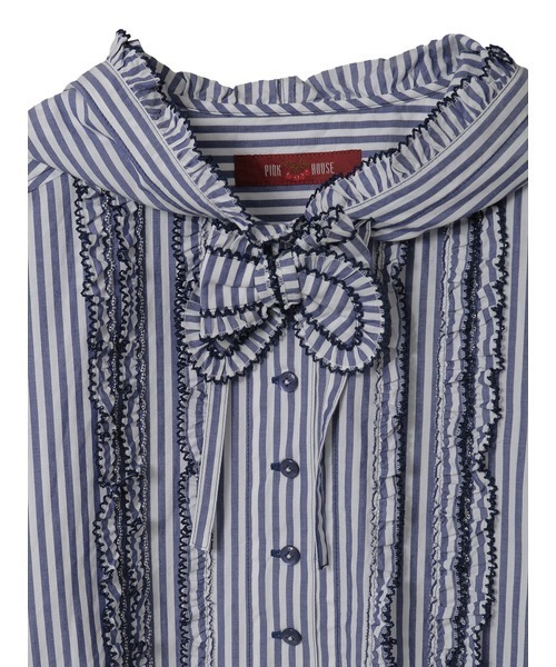 PINK HOUSE（ピンクハウス）の「ストライプフードブラウス（シャツ/ブラウス・レディース・ネイビー/ピンク/レッド/ブラック・フリー）」の13枚目の写真