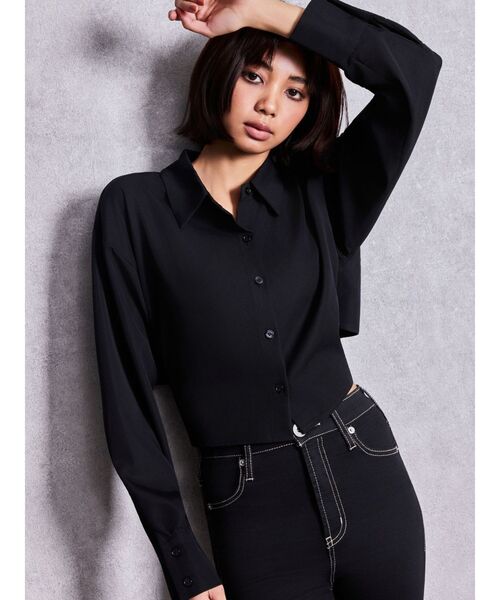GYDA(ジェイダ)の「BACKレースアップショートシャツ(シャツ/ブラウス・レディース・その他1/ライトブルー/ブラック/オフホワイト・FREE)」の1枚目の写真