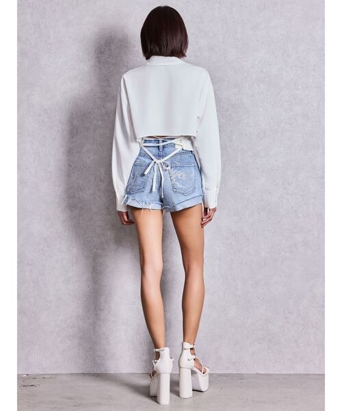 GYDA(ジェイダ)の「BACKレースアップショートシャツ(シャツ/ブラウス・レディース・その他1/ライトブルー/ブラック/オフホワイト・FREE)」の10枚目の写真