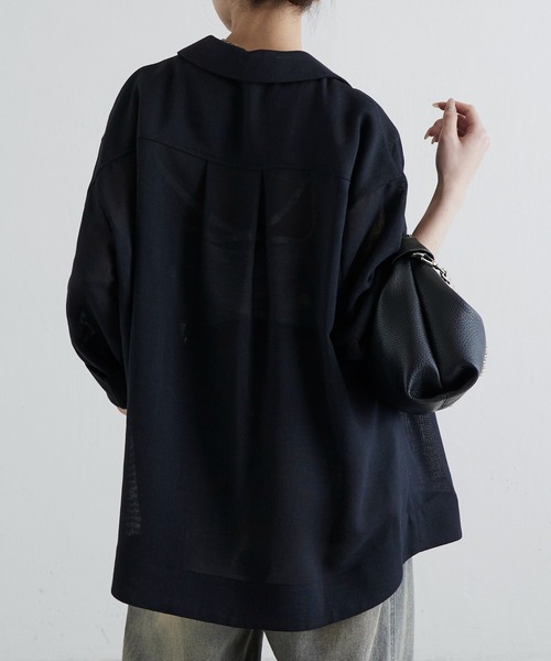 Lui's(ルイス)の「テックリノフロントポケットメッシュシャツ(シャツ/ブラウス・レディース・ネイビー/オフホワイト/ブラック・FREE)」の9枚目の写真