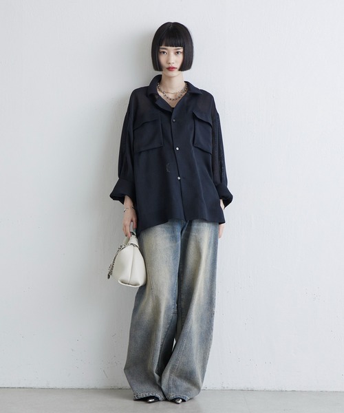 Lui's(ルイス)の「テックリノフロントポケットメッシュシャツ(シャツ/ブラウス・レディース・ネイビー/オフホワイト/ブラック・FREE)」の22枚目の写真