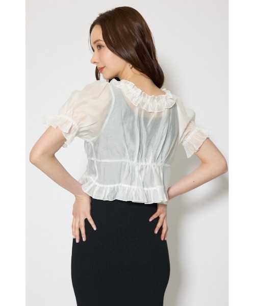 rienda(リエンダ)の「シフォンカーデセットタイトニットワンピース 春服 夏服(ワンピース・レディース・ブラック/ライトイエロー/グレー・FREE)」の8枚目の写真