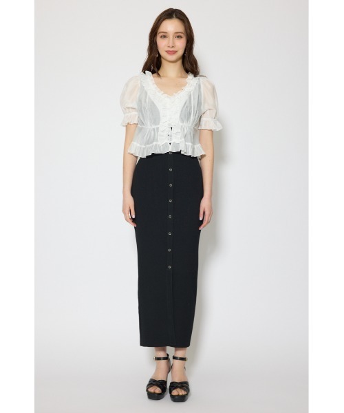 rienda(リエンダ)の「シフォンカーデセットタイトニットワンピース 春服 夏服(ワンピース・レディース・ブラック/ライトイエロー/グレー・FREE)」の9枚目の写真