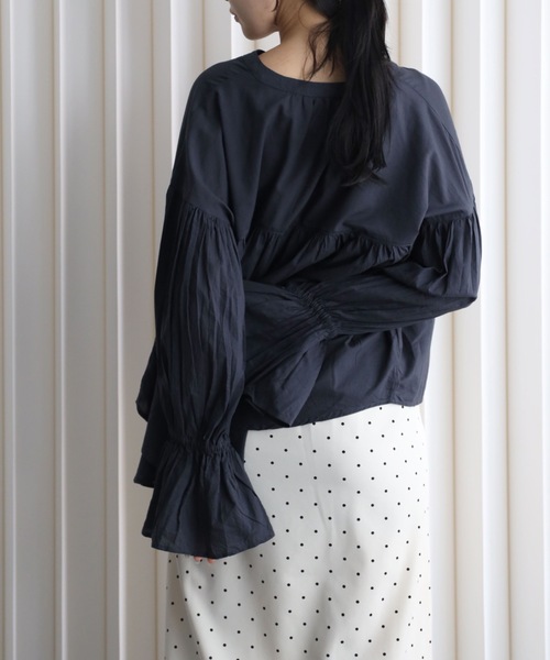 YENNA(イェンナ)の「インド綿ギャザー切替エアリーボリュームシアーブラウス(シャツ/ブラウス・レディース・スミクロ/ホワイト・FREE)」の18枚目の写真