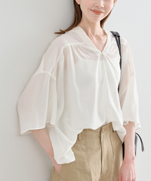 シルキーシフォンギャザーブラウス