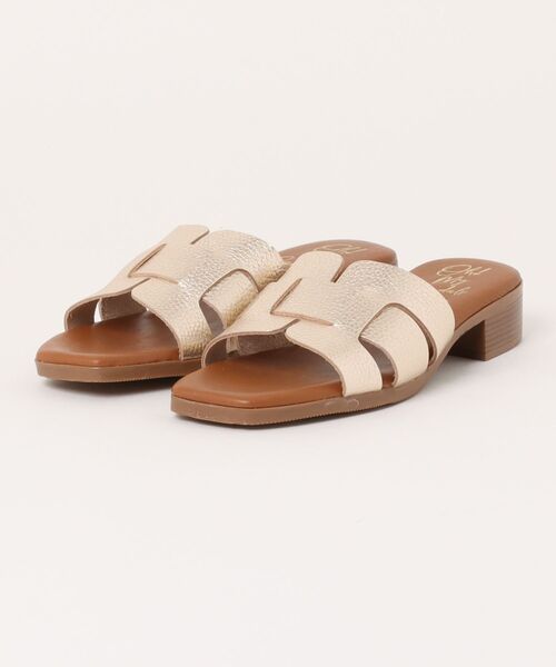 inter-chaussures(インターショシュール)の「【Oh my Sandals】ローヒールレザーミュールサンダル(E62004)(サンダル・レディース・ブラック/ゴールド・36/37/38)」の10枚目の写真