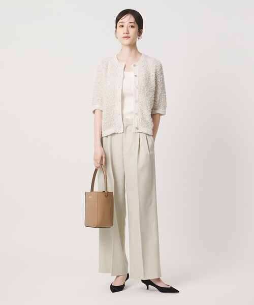 UNITED ARROWS(ユナイテッドアローズ)の「YTM 7分袖 カラー ミックス カーディガン(カーディガン/ボレロ・レディース・ナチュラル/ライム/ネイビー・FREE)」の8枚目の写真