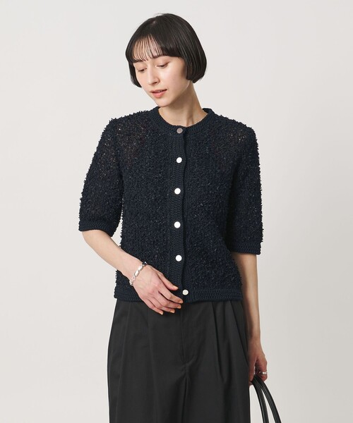 UNITED ARROWS(ユナイテッドアローズ)の「YTM 7分袖 カラー ミックス カーディガン(カーディガン/ボレロ・レディース・ナチュラル/ライム/ネイビー・FREE)」の9枚目の写真