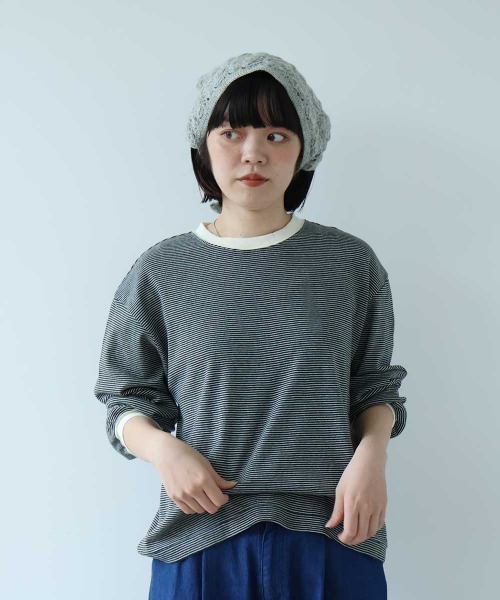 bulle de savon(ビュルデサボン)の「30/-度甘フライスボーダー ロンT(Tシャツ/カットソー・レディース・ダークブラウン/ブラック・FREE)」の1枚目の写真