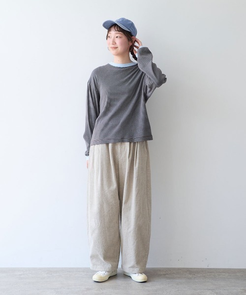 bulle de savon(ビュルデサボン)の「30/-度甘フライスボーダー ロンT(Tシャツ/カットソー・レディース・ダークブラウン/ブラック・FREE)」の8枚目の写真