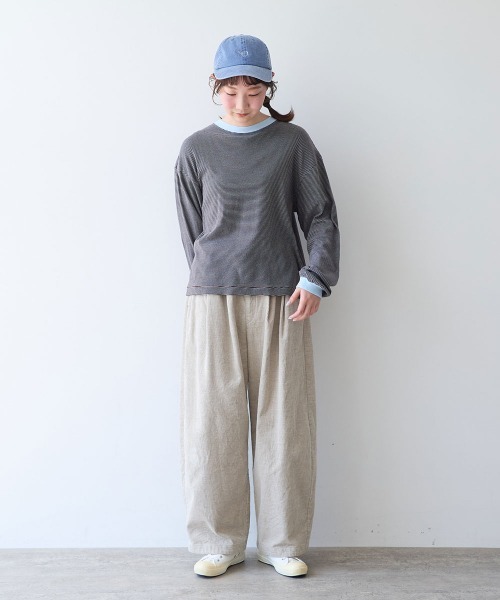 bulle de savon(ビュルデサボン)の「30/-度甘フライスボーダー ロンT(Tシャツ/カットソー・レディース・ダークブラウン/ブラック・FREE)」の9枚目の写真